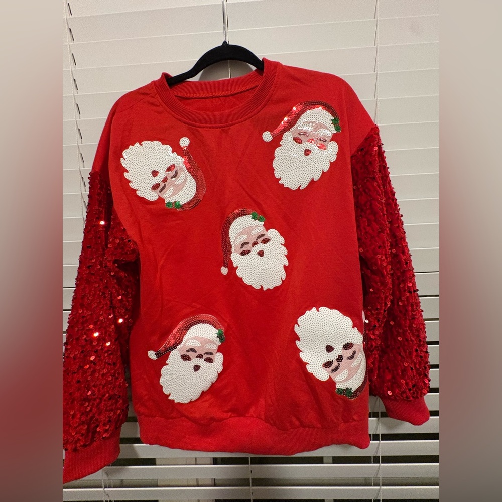 Festive Red Santa Sequin Sweater